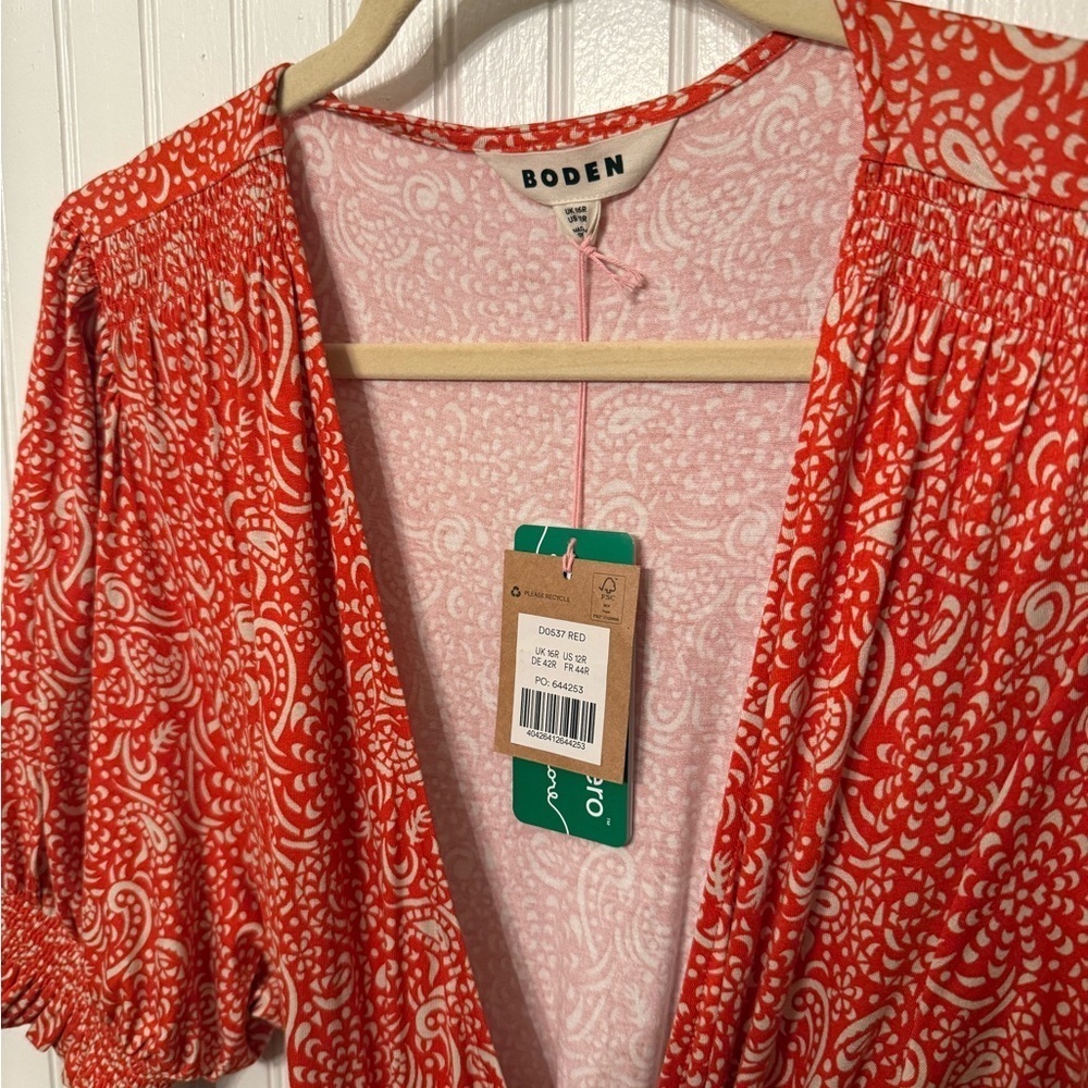 NWT Boden Abstract Pattern Wrap Dress 12R - Picture 2 of 6